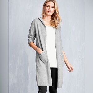 Eileen Fisher 100% Organic Cotton Long Cardigan Duster Grey Sz 2X